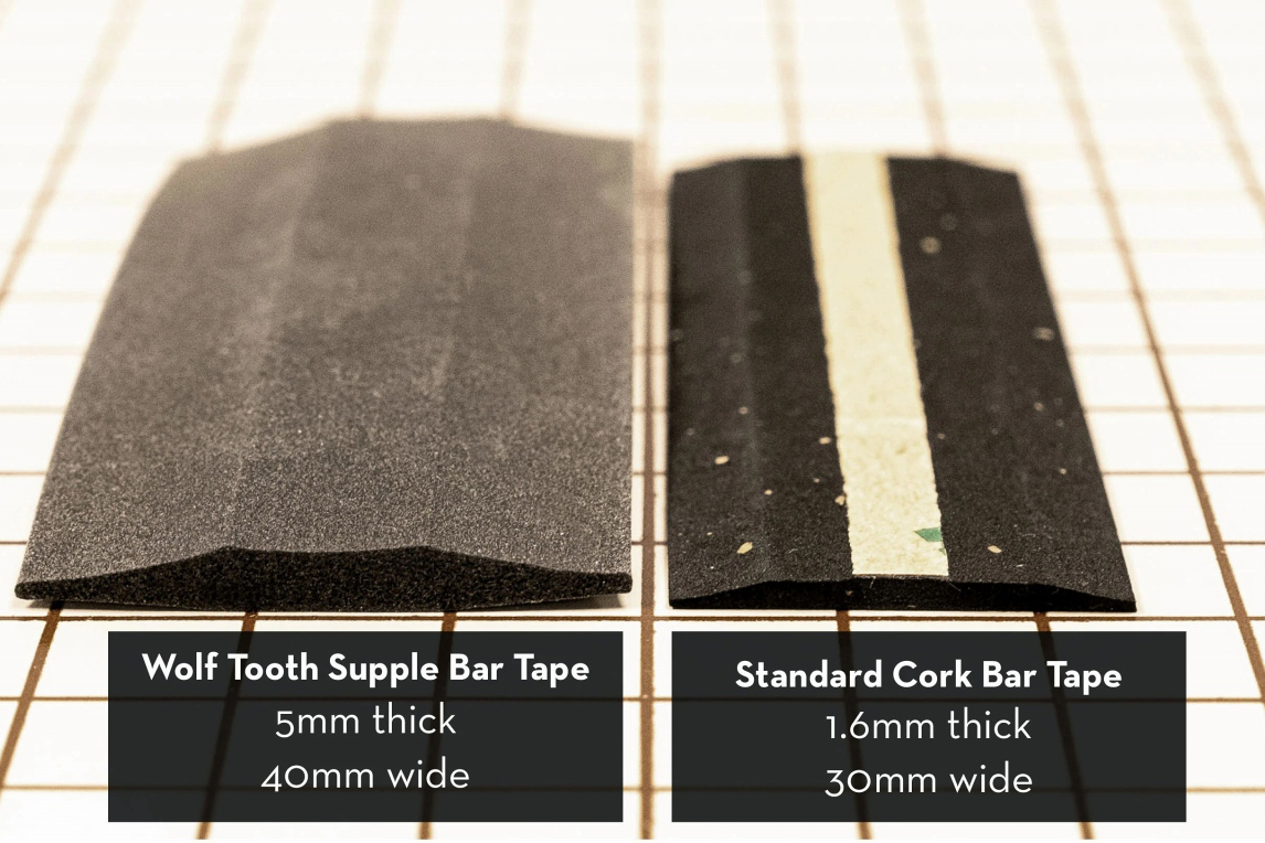 幅と厚みどちらも一般的なバーテープとは異なるSupple Bar Tape