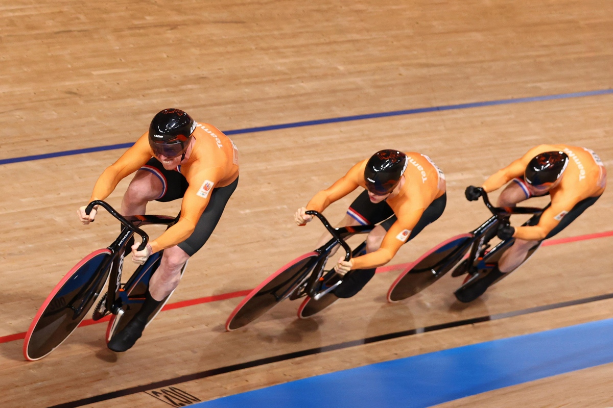 男子チームスプリント　大会を通して五輪記録を更新し続け、金メダルに輝いたオランダ