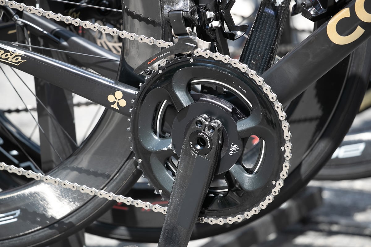 マルク・ヒルシのバイクにはSRM純正のアームにシマノのチェーン