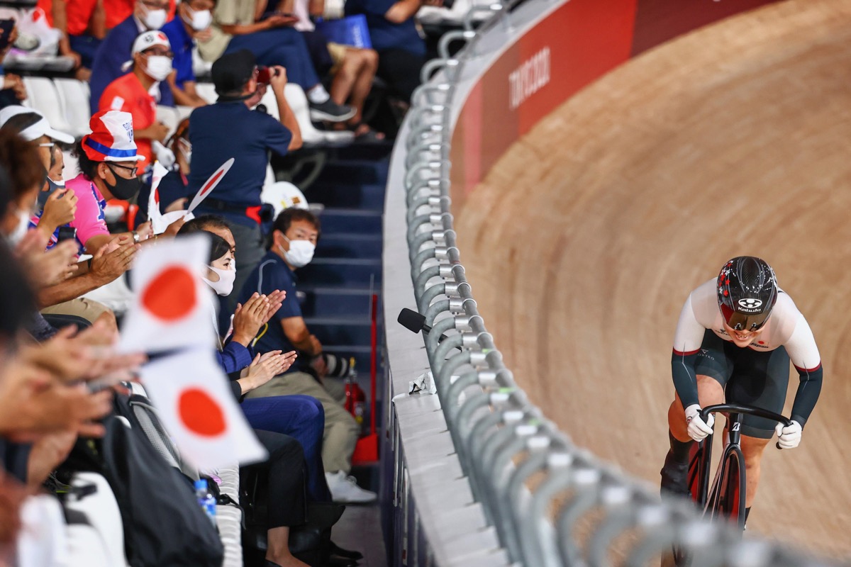 女子スプリントの予選で日本新記録を樹立した小林優香（日本競輪選手会）だが、敗者復活戦で敗れる