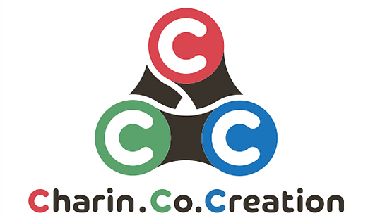 チャリン・コ・クリエイションのロゴマーク。自転車（Charinco）、共同（Corporate）、創造（Creation）の頭文字「C」を、チェーンが繋ぐ