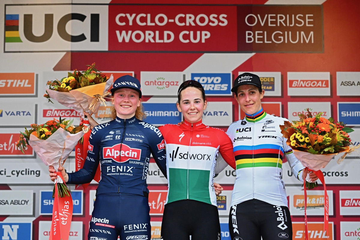 UCIシクロクロスワールドカップ2021-2022第5戦 女子エリート表彰台