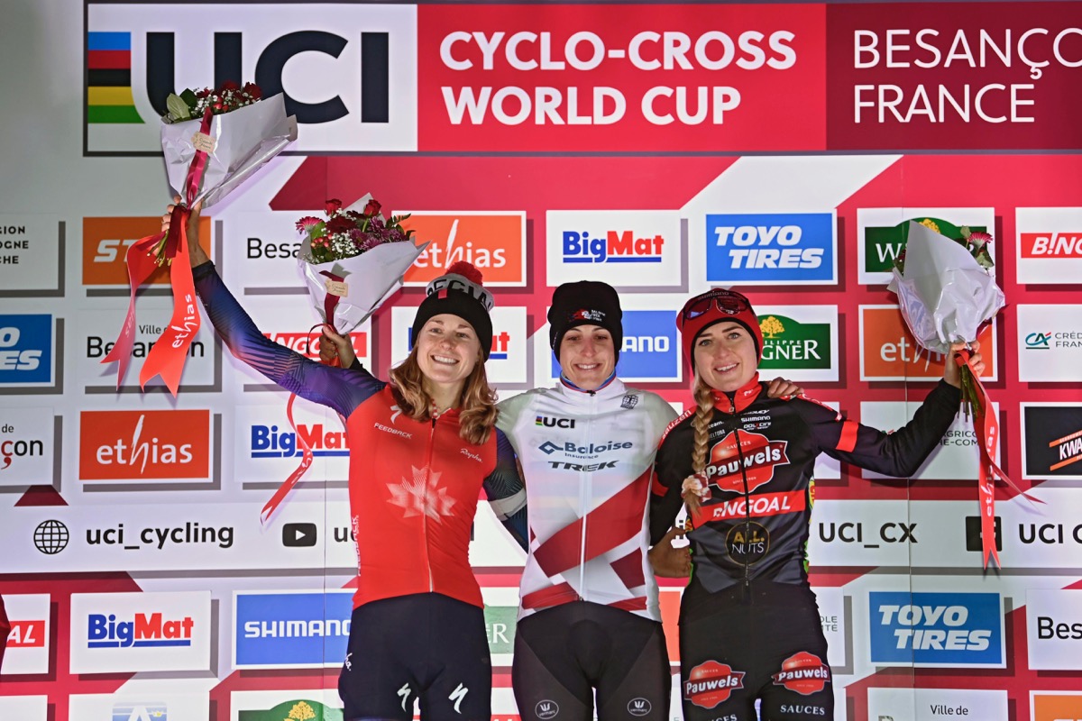 UCIシクロクロスワールドカップ2021-2022第8戦 女子表彰台