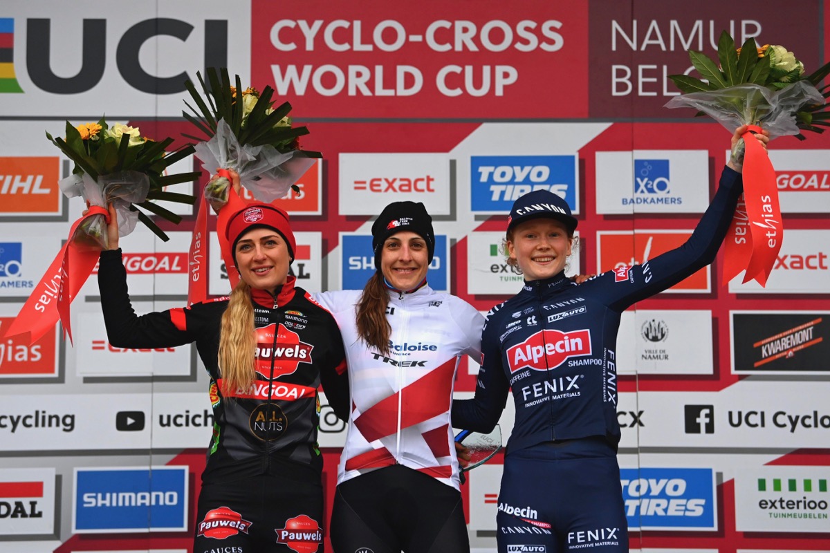UCIシクロクロスワールドカップ2021-2022第12戦 女子表彰台