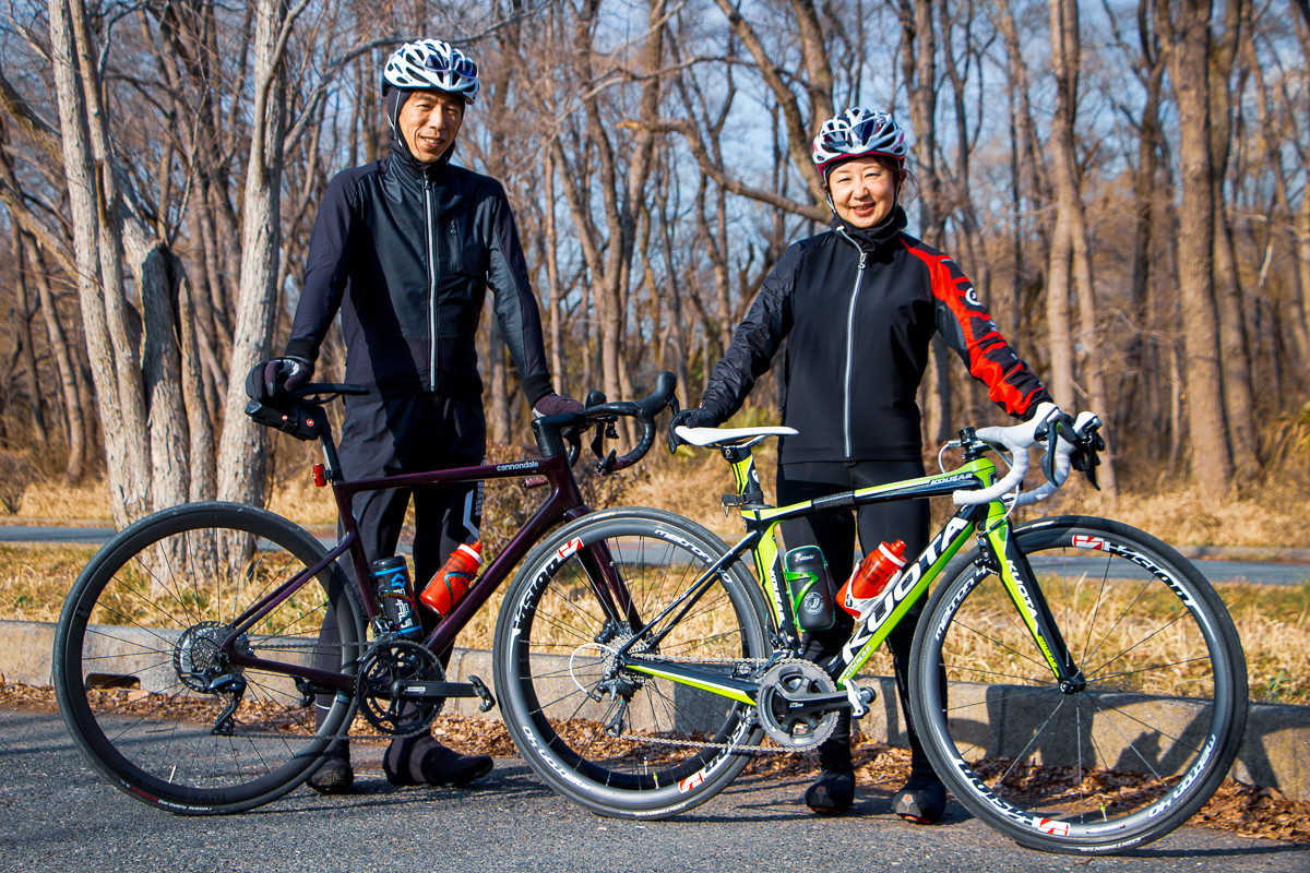 増田絵里さんと蒔田和男さん クォータ KOUGAR/キャノンデール SUPER SIX EVO