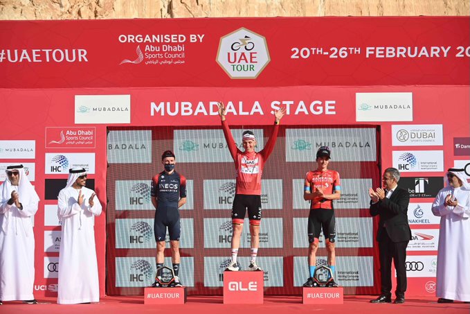 UAEツアー総合表彰台:2位イェーツ、1位ポガチャル、3位ビルバオ