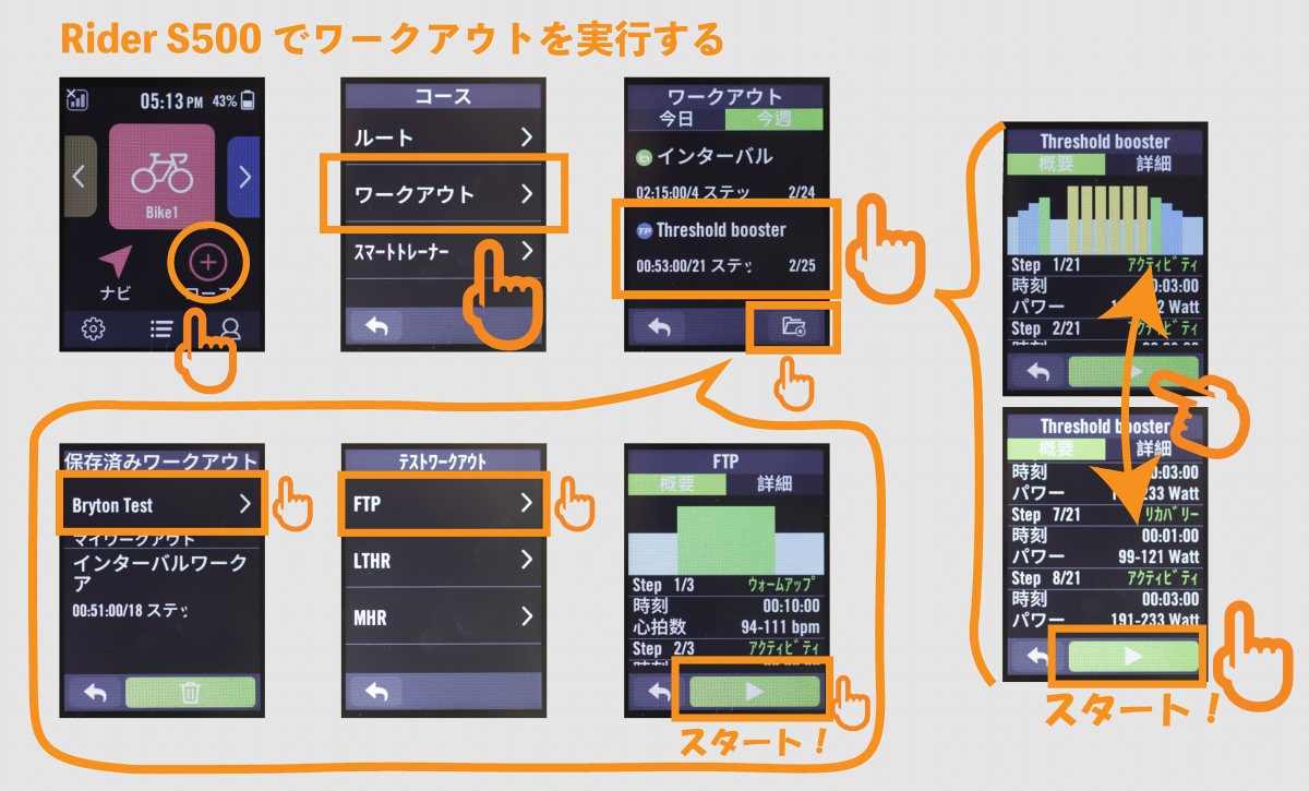 Rider S500からワークアウトを実行する方法