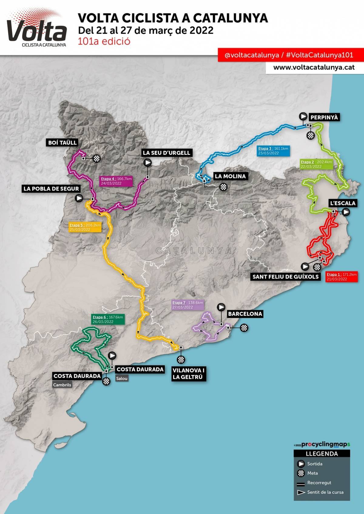 ボルタ・ア・カタルーニャ2022コースマップ