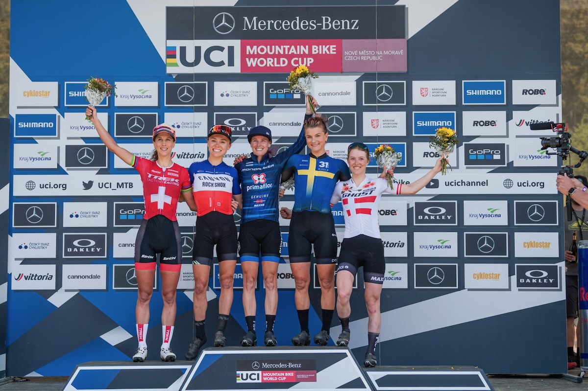 メルセデスベンツUCI MTBワールドカップ第3戦女子エリート表彰台