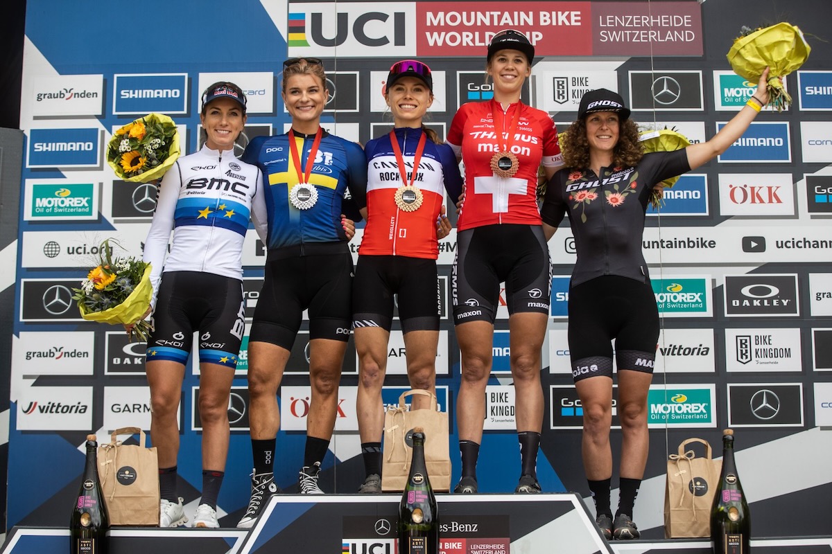 メルセデスベンツUCI MTBワールドカップ第5戦女子エリート表彰台