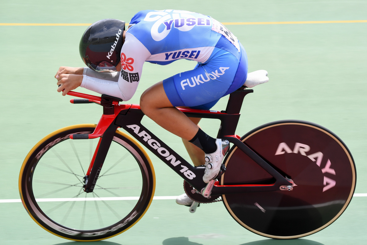 女子2km個人パーシュート　大会新記録で予選トップとなった池田瑞紀（祐誠高校）2分24秒113