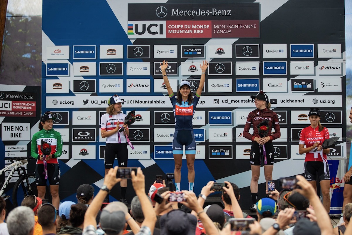 メルセデスベンツUCI MTBワールドカップ第8戦女子エリート表彰台