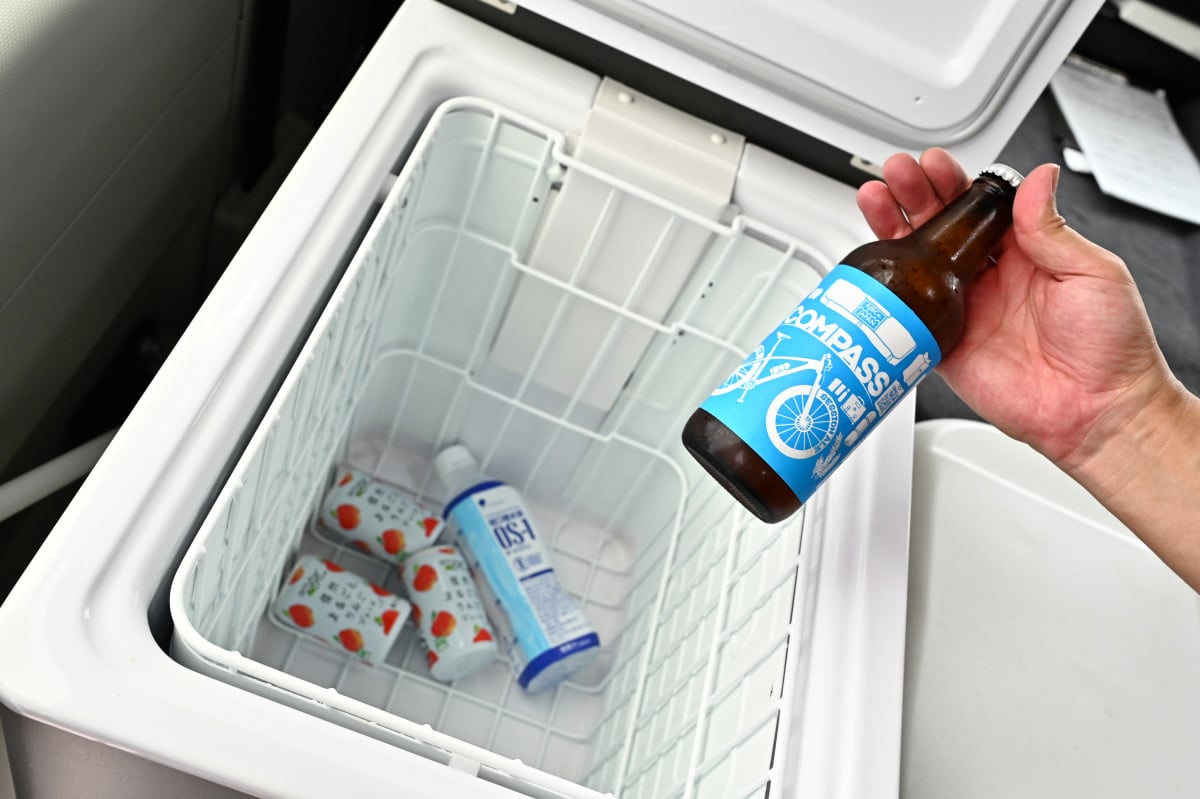 冷蔵庫も完備し、ビールを冷やしておくことができる