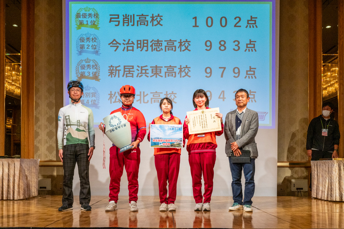 優勝を手にした弓削高校の生徒たち。「上島町にいろんな人を巻き込んでいきたい」