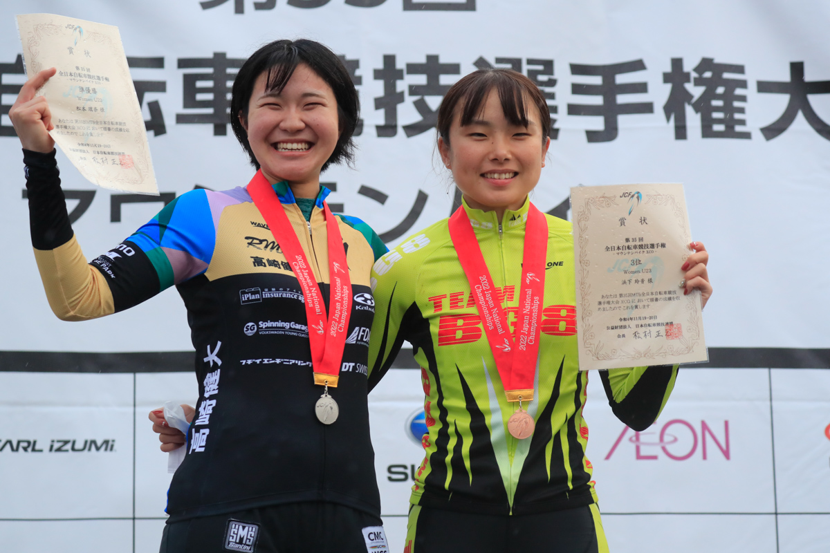 女子U23　優勝の小林あか里は不在。2位松本璃奈（RIDE MASHUN SPECIALIZED）と3位浜下玲音（TEAM BG8）