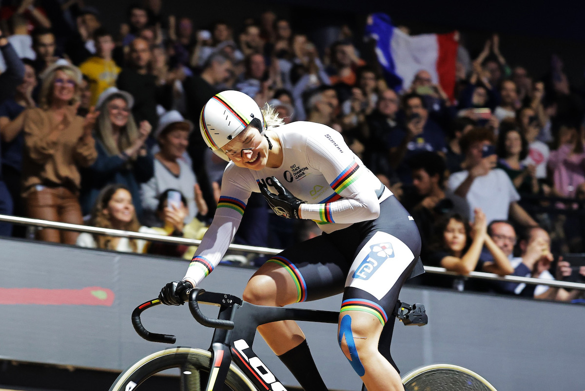 女子ケイリン:第2ラウンドに続き勝利を挙げたマチルド・グロ(フランス)