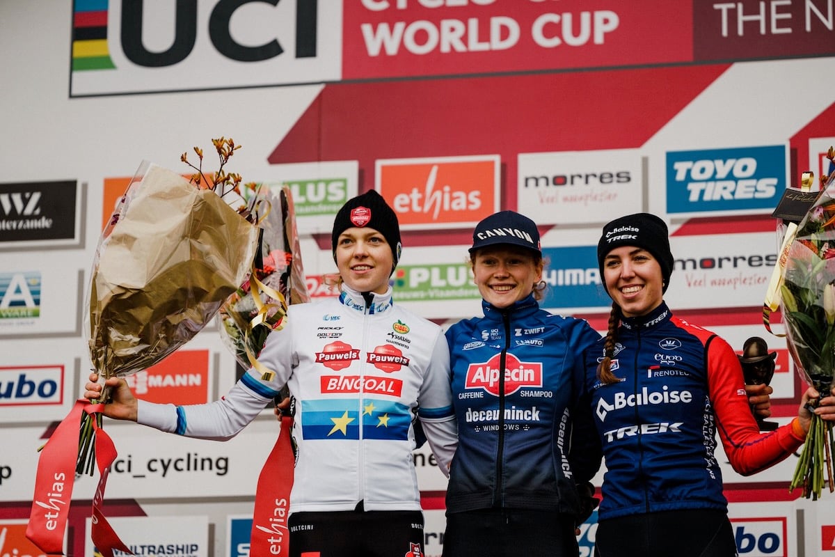 UCIシクロクロスワールドカップ2022-2023第6戦 女子エリート表彰台