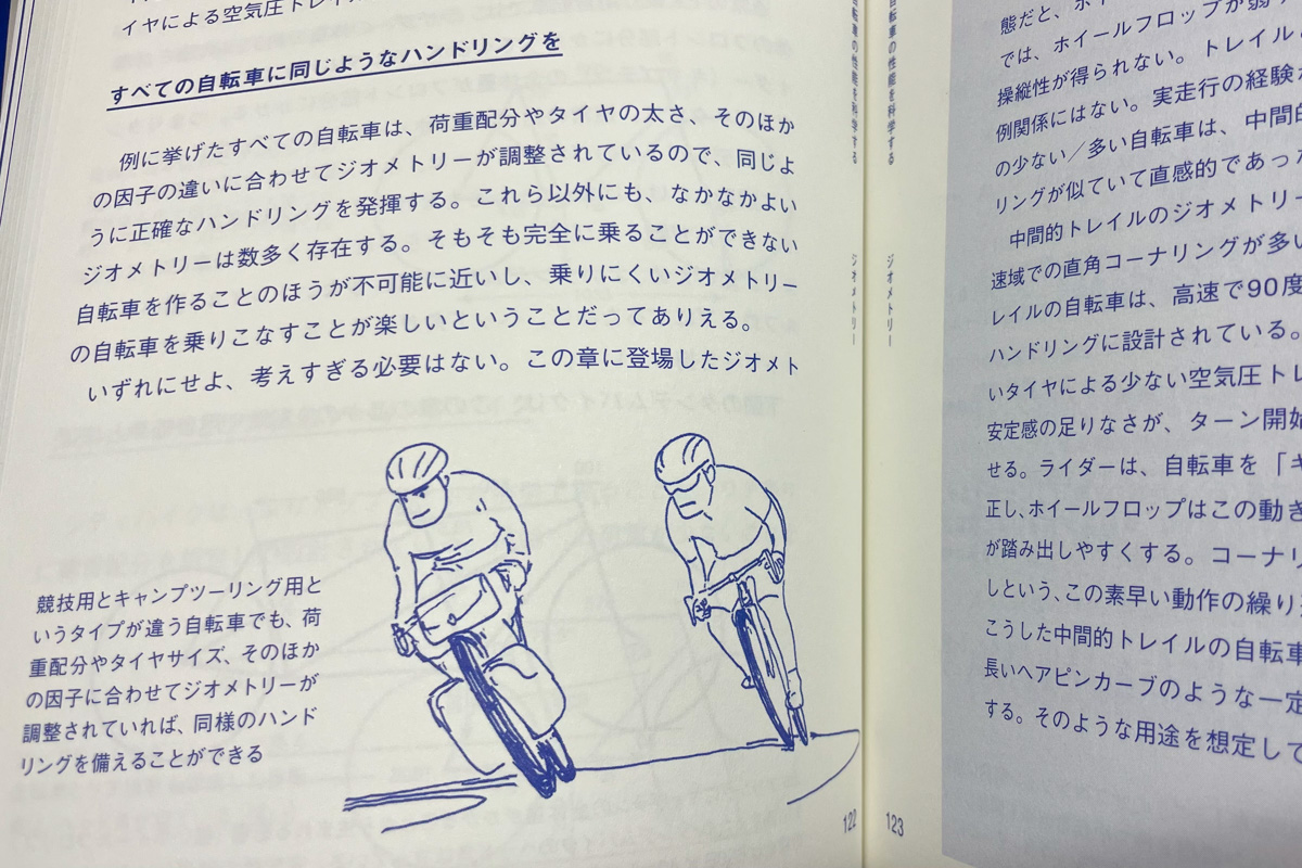 自転車の様々なエンジニアリングがイラストを併用して解説される