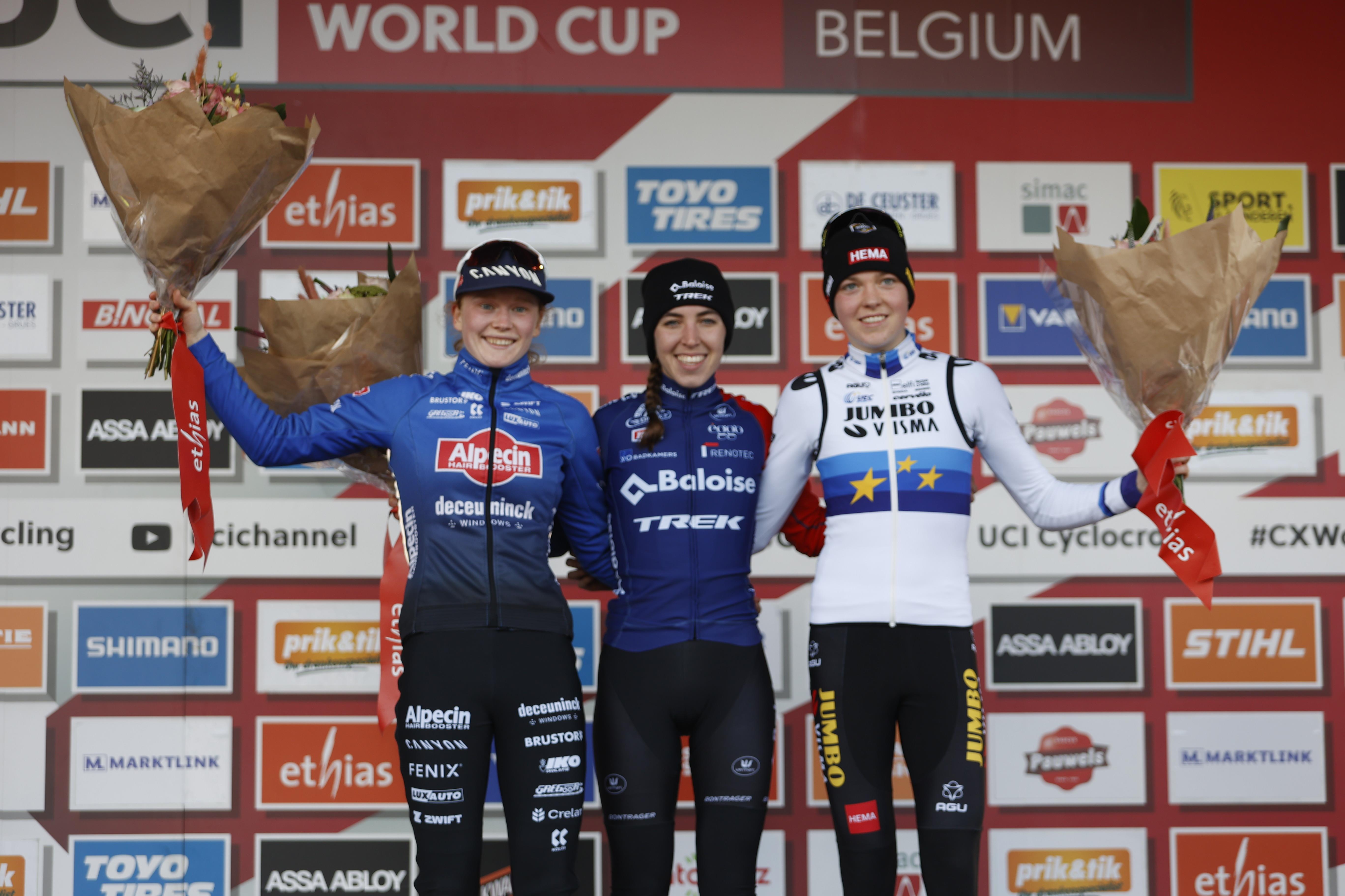 UCIシクロクロスワールドカップ2022-2023第12戦 女子エリート表彰台
