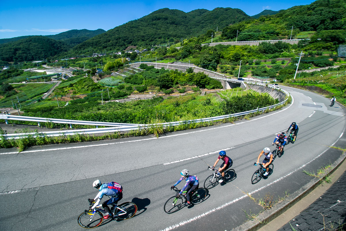 広大な葡萄畑を横目に走る山梨フルーツライド